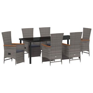 vidaXL Ensemble de salle à manger pour jardin 7 pc Gris polyrotin