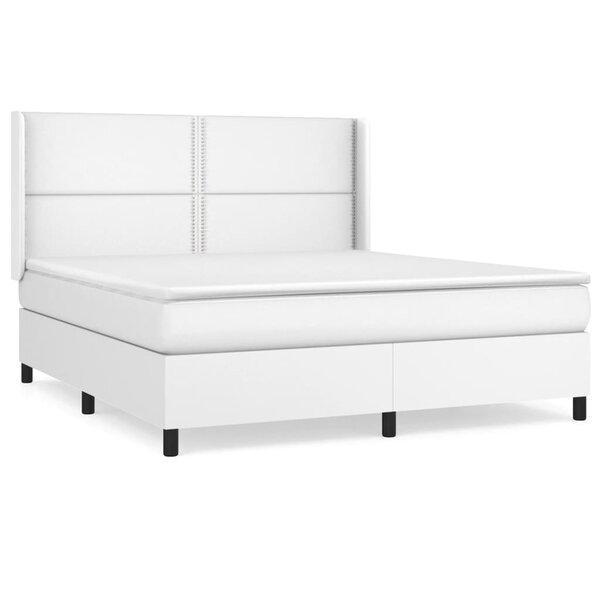 vidaXL Sommier à lattes de lit avec matelas Blanc 180x200cm Similicuir