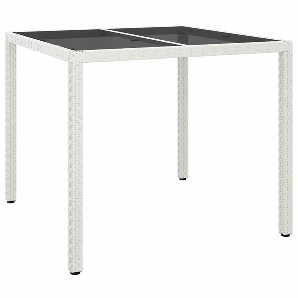 vidaXL Table de jardin pour repas Blanc 90 x 90 x 75 cm Poly rotin