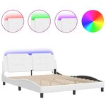 vidaXL Cadre de lit avec lumières LED blanc 160x200 cm similicuir