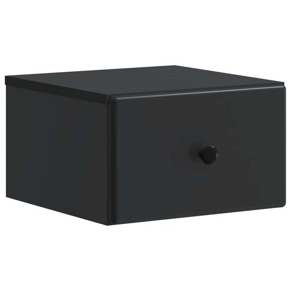 vidaXL Cabinet de chevet mural avec tiroir Noir 34 5 x 33 x 20 cm