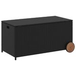 vidaXL Boîte de rangement de jardin et roues noir 190L résine tressée