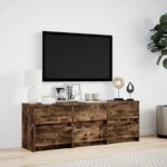 vidaXL Meuble TV avec LED chêne fumé 140x34x50 cm bois d'ingénierie