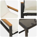 vidaXL Ensembles de meubles 3 Pièces Noir et blanc crème Rotin