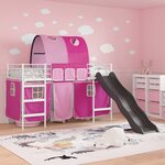 vidaXL Lit mezzanine pour enfants Blanc et rose 74 5 x 190 cm Métал