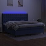 vidaXL Sommier à lattes de lit matelas et LED Bleu 200x200 cm Tissu