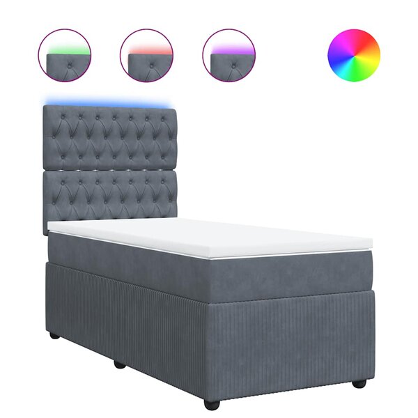 vidaXL Sommier à lattes de lit avec matelas Gris foncé 100x200 cm