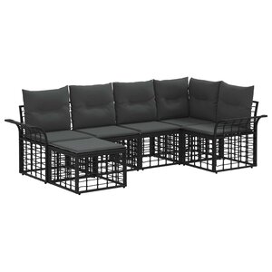 vidaXL Ensemble de canapés d'extérieur 6 Pièces Noir et Gris foncé