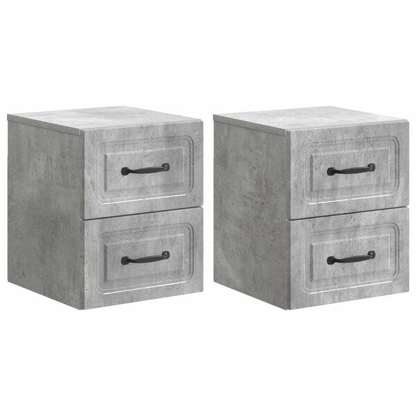 vidaXL Cabinet de chevet mural 2 pc Gris béton 34 5 x 33 x 40 cm