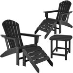 Tectake Lot de 2 chaises de jardin JANIS avec 2 repose-pieds JOPLIN et table KAMALA - noir