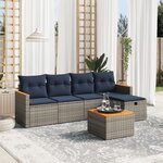 vidaXL Salon de jardin 6 Pièces avec coussins gris résine tressée