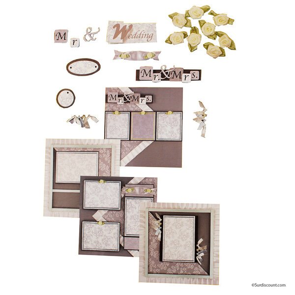 Kit papier scrap mariage - erica