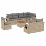 vidaXL Salon de jardin avec coussins 9Pièces mélange beige résine tressée