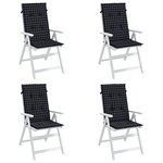 vidaXL Coussins de chaise à dossier haut lot de 4 noir à carreaux