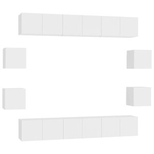 vidaXL Ensemble de meubles TV 10 Pièces Blanc Bois d'ingénierie