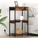 vidaXL Table de nuit avec station de chargement Chêne fumé