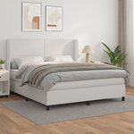 vidaXL Sommier à lattes de lit avec matelas Blanc 180x200cm Similicuir