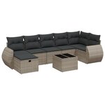 vidaXL Salon de jardin 8 Pièces avec coussins gris résine tressée