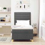 vidaXL Lit à ressorts avec matelas et LED Gris foncé 100x200 cm Tissu