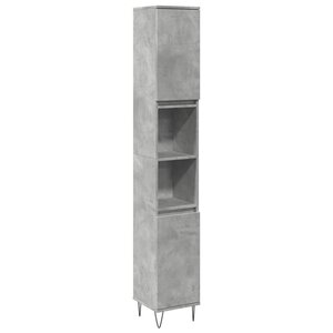 vidaXL Armoire de salle de bain gris béton 30x30x190 cm