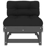 vidaXL Canapé central avec coussins gris bois de pin massif