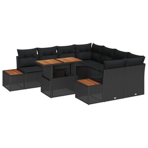 vidaXL Ensemble de salle à manger pour jardin 9 Pièces Noir et Marron