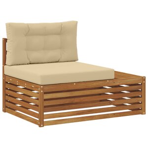 vidaXL Canapé d'extérieur extrémité 3 Pièce Naturel et Beige