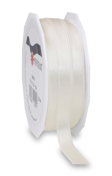 Satin double face 25-m-rouleau 10 mm ivoire