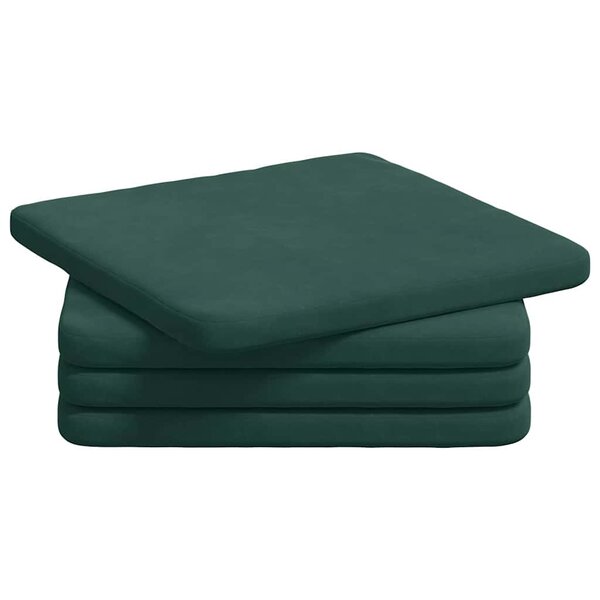 vidaXL Coussins de siège 4 Pièces Vert foncé 40 x 40 x 3 cm Velours
