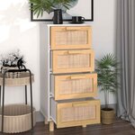 vidaXL Buffet Blanc 40x30x90 cm Bois de pin massif et rotin naturel