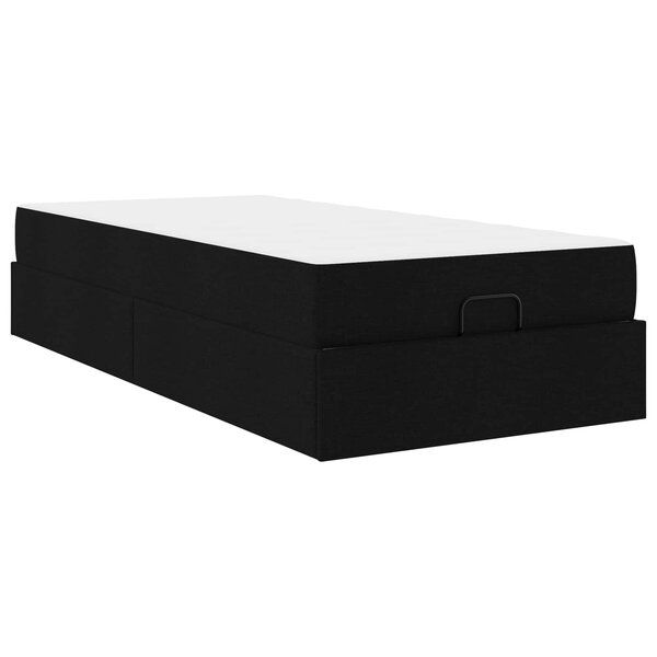 vidaXL Cadre de lit avec matelas avec matelas 2 Pièces Noir tissu