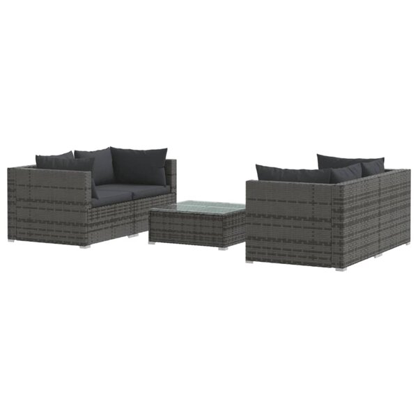 Salon de jardin meuble d'extérieur ensemble de mobilier 5 pièces avec coussins résine tressée gris 02_0016434