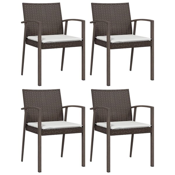 vidaXL Chaises de jardin coussins lot de 4 marron 56 5x57x83 cm rotin