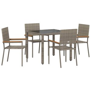 vidaXL Ensemble de salle à manger pour jardin 5 Pièces Gris polyrotin