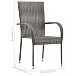 vidaXL Chaises empilables d'extérieur lot de 6 Gris Résine tressée