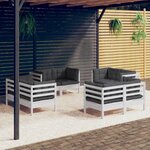 vidaXL Salon de jardin 8 Pièces avec coussins anthracite Bois de pin