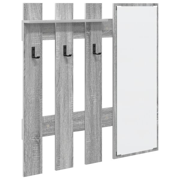 vidaXL Porte-manteau mural avec stockage avec miroir Gris sonoma 100 x 10 x 100 cm