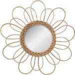 Miroir fleur en rotin - Ø 38 cm - Beige