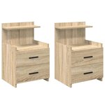 vidaXL Tables de chevet 2 pièces avec 2 tiroirs Chêne Sonoma 40 x 36 5 x 62 cm