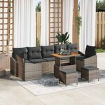 vidaXL Ensemble de canapé de jardin 10 Pièces Gris Poly rotin