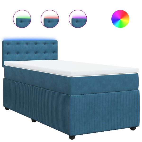 vidaXL Sommier à lattes de lit avec matelas bleu 80x200 cm velours