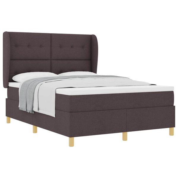 vidaXL Lit à ressorts avec matelas Marron foncé 200 x 140 cm tissu