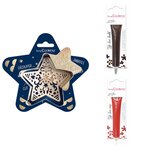 Kit pour biscuit en relief Étoile + 2 Stylos au chocolat marron et rouge