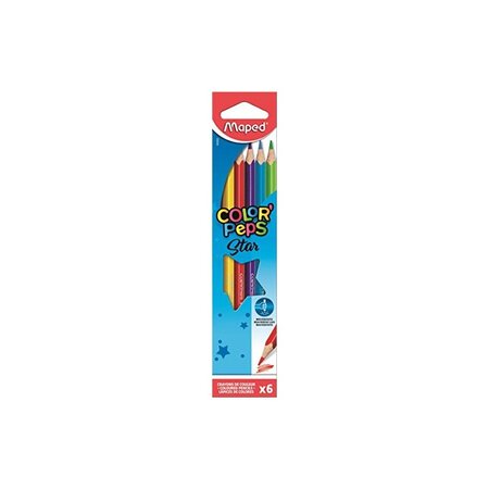 Maped crayons couleur COLOR'PEPS, triangulaire, étui de 6 en carton