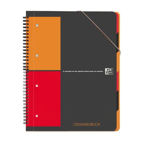 Cahier International Organiserbook A4+, double spirale, 80 feuilles/160 pages, carreaux de 5 x 5 mm, 90 g/m²