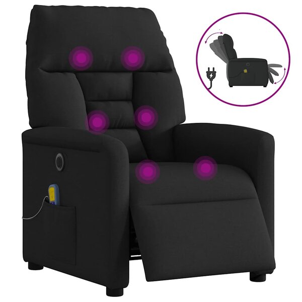 vidaXL Fauteuil de massage inclinable électrique Noir Tissu
