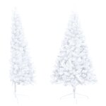 vidaXL Sapin de Noël artificiel pré-éclairé moitié/support blanc 150cm
