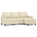 vidaXL Canapé à 3 places avec repose-pieds Crème 180 cm Similicuir