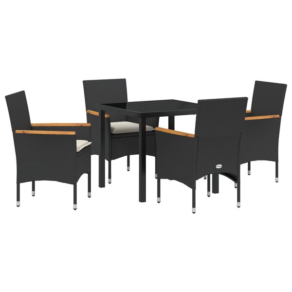 vidaXL Ensemble de jardin 5 pièces avec coussins en poly rattan noir