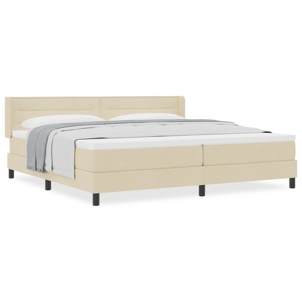 vidaXL lit ressort avec matelas crème  200 x 200 cm - tissu